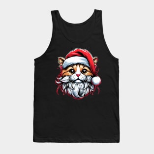 Cute Cat as Santa on Christmas Tank Top
